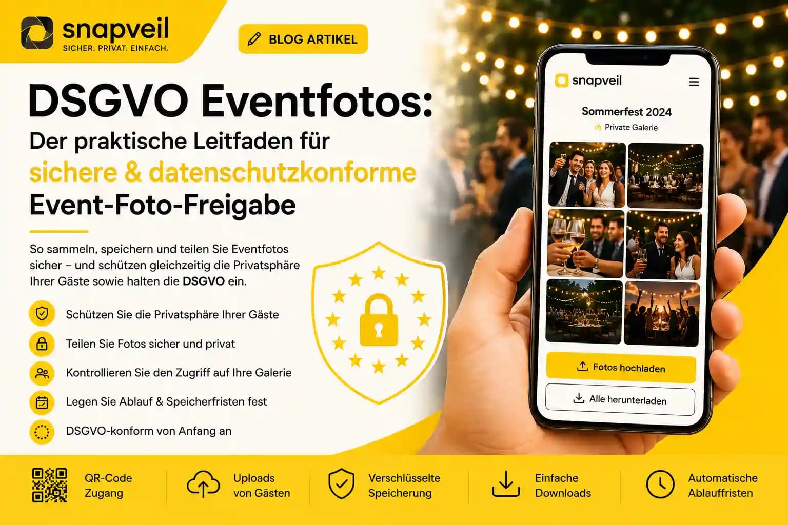 DSGVO bei Eventfotos: Der praktische Leitfaden für eine sichere und datenschutzkonforme Event-Fotofreigabe
