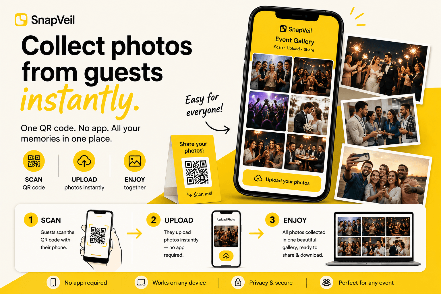 How to Set Up a QR Photo Gallery in 5 Minutes  Collecting photos from guests used to be messy—endless WhatsApp groups, lost uploads, and low-quality files